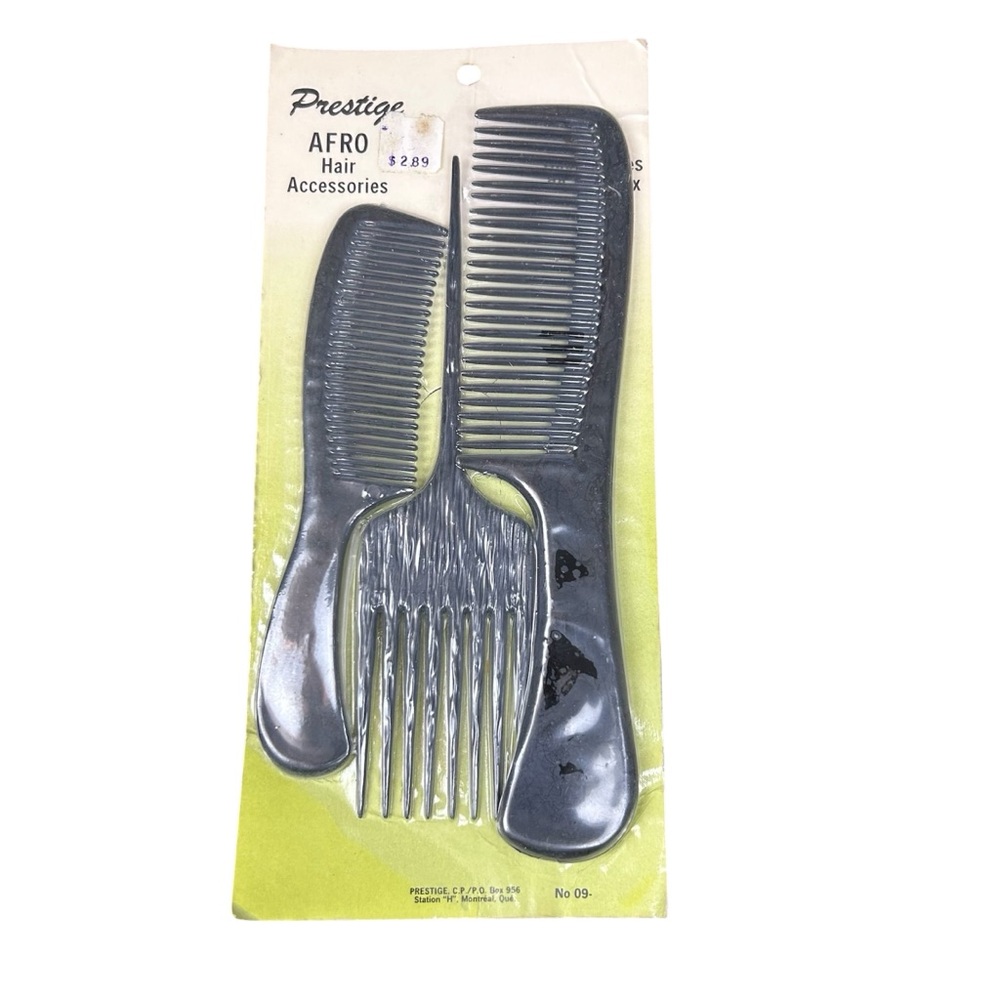 Vintage Prestige‎ Afro Hair Comb Set Unopened Montreal Canada Retro Accessories